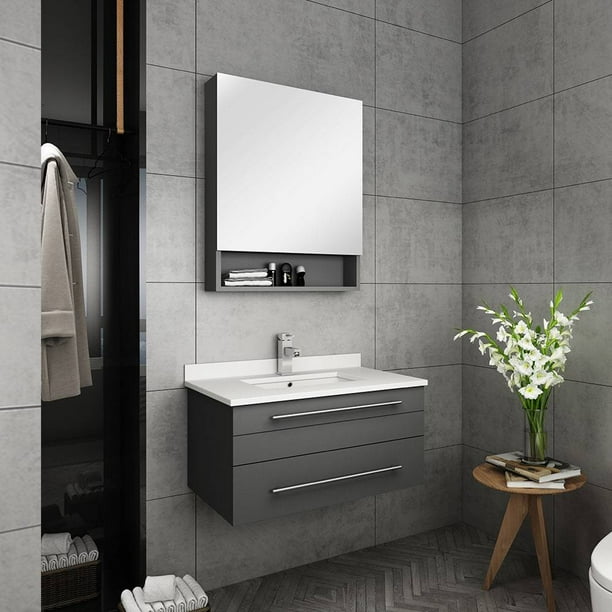 Fresca Fvn6130gr Uns Lucera 30 Gray Wall Hung Undermount Sink Modern Bathroom Vanity With Medicine Cabinet Com - Bathroom Vanity With Sink And Medicine Cabinet Fresca Fvn6130gr Uns Lucera 30 Gray Wall Hung Undermount Sink Modern Bathroom Vanity With Medicine Cabinet Com - Bathroom Vanity With Sink And Medicine Cabinet