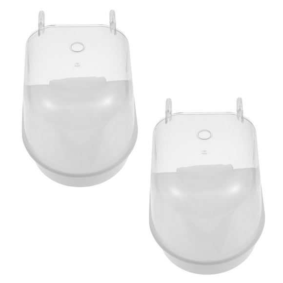 Bird Bath Tub Pet Shower Pots Cage Accessories Cleaning Supplies Parrot White Plastic 2 Pcs