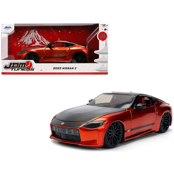 2023 Nissan Z Orange Metallic with Carbon Hood and Black Top "JDM Tuners" Series 1/24 Diecast Model Car by Jada