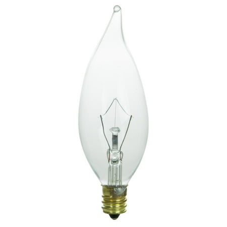 Krypton Candelabra - Sunlite 25 Watt Krypton Flame Tip Chandelier, Candelabra Base, Clear