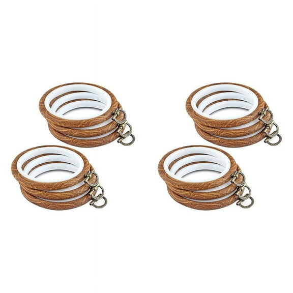 12Pcs Embroidery Hoops 3.93 Inch Round Embroidery Frame with Metal Ring Imitated Wood Embroidery Circle Embroidery Hoop