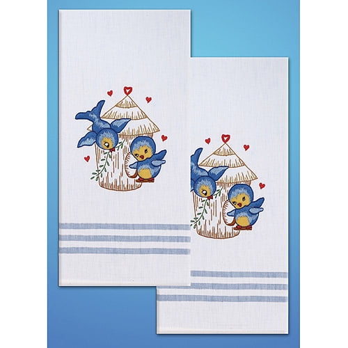 Tobin Bird Stamped Kitchen Towels For Embroidery