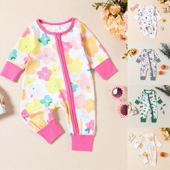 6-12 Months Newborn Bodysuit Baby Girls And Boys Bodysuits Long Sleeve Sleeper Jumpsuit Orange Newborn Gift