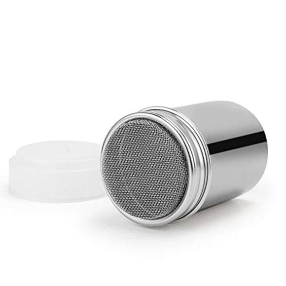 Stainless Steel Chocolate Shaker Icing Sugar Powder Cocoa Flour Coffee Sifter Cooking Tools Lid Chocolate Shaker Cocoa Flour Chocolate Coffee Sifter Sprinkler Dredgers for Coffee Cappuccino Latte