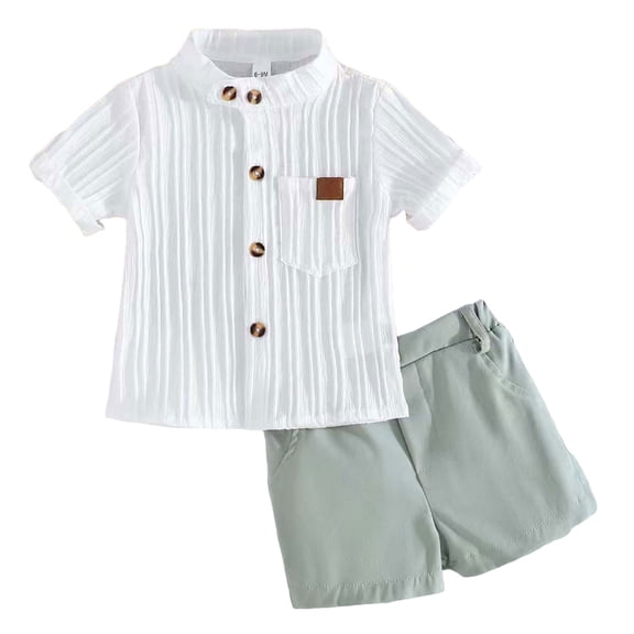 Pimfylm Toddler Baby Boy Summer Outfit,Baby Pants Toddler Boy Summer Outfits Mallard Short Sleeve Top And Shorts 2 Piece Smocked Outfit Baby Clothes