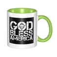 thumbnail image 1 of Taza de café de cerámica patriótica de EE. UU. con la frase "Dios bendiga a Estados Unidos", de 11 oz, clásica, con asa, para la oficina y el hogar, 1 of 5