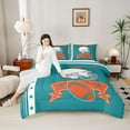 thumbnail image 4 of Castle Fairy Sport Rugby Football Bedding Comforter Set 2pcs for Female Men Adults,Ball Gamer Twin Comforter Sets Microfiber,Teal Orange Breathable Bedding Set,Ultra Soft Home Decor, 4 of 8