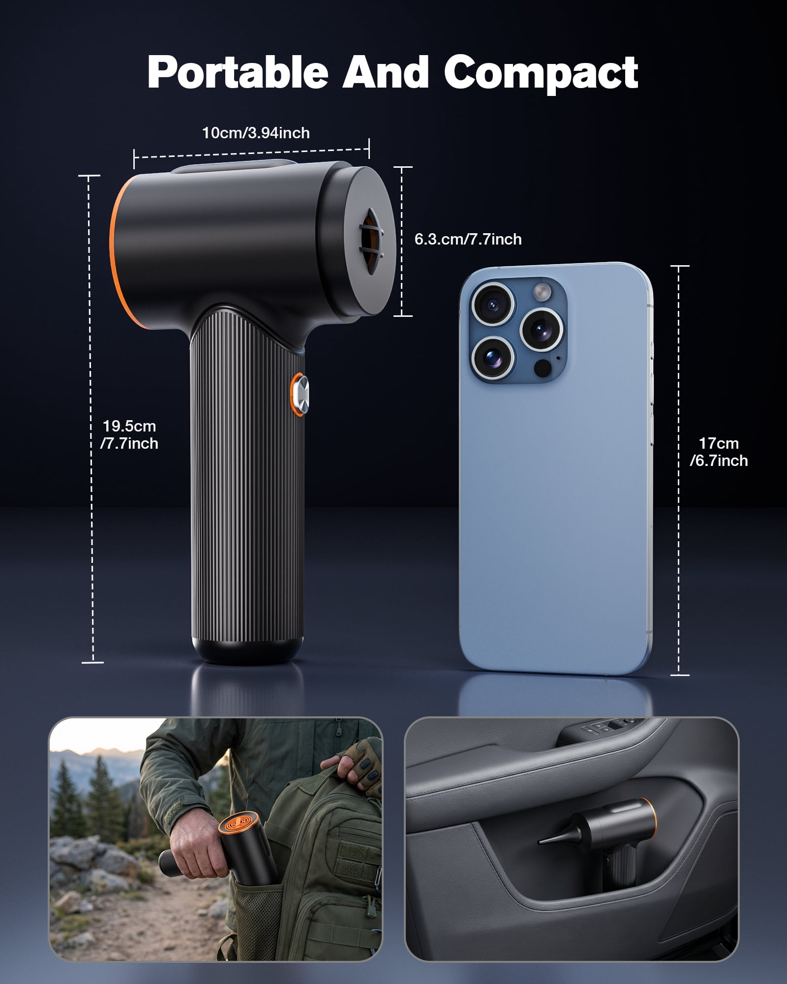 REHOTTOP Portable Car Vacuum, Handheld Vacuum Cleaner with Brushless Motor, Car Handheld Vacuum for Home, Car, Office