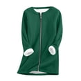 thumbnail image 2 of GaThRRgYP Womens Jackets and Coats Clearance Plus Size,Women Fall and Winter Loose Long Sleeved Round Neck Full Zipper Thick Wool Lambhair Warm Top Jacket with Pockets Green S, 2 of 9