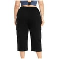 thumbnail image 6 of Capri Pants for Women Summer Casual Elastic High Waist Plus Size Wide Straight Leg Cropped Cargo Pants with Pockets, 6 of 8