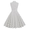 thumbnail image 3 of Gibobby Vestido largo para mujer Vestido de lunares con doble botonadura y solapa sin mangas con temperamento elegante retro para mujer(Blanco,XL), 3 of 5