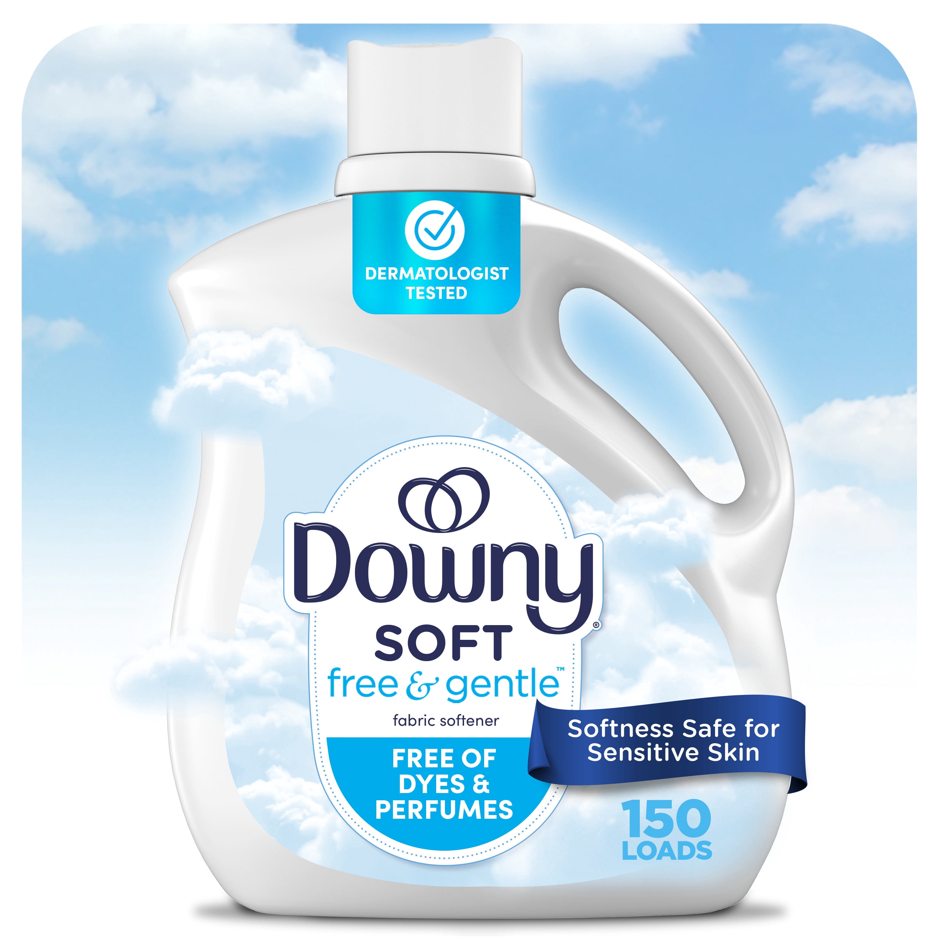 (4 pack) Downy Free & Gentle Fabric Softener and Conditioner, Hypoallergenic, 111 fl oz, 150 Loads