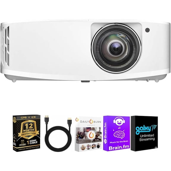 Optoma UHD35STx 4K Short Throw Gaming Projector Bundle with HDMI Cable & CPS