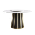 thumbnail image 4 of Modern Round Dining Table with Lazy Susan, White Sintered Stone Top & Iron Base, Seats 6, 4 of 9