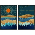 thumbnail image 3 of IDEA4WALL Framed Wall Art Print Set Shining Sun Over Gold & Blue Granite Marble Forest Abstract Shapes Modern Art Nordic Colorful Chic for Living Room, Bedroom, Office - 24"x36"x2 Black, 3 of 5