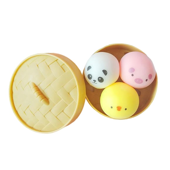 YWIYIUD 1PC Glitter Dumpling Shaped Toys Soft Slow Rising Stress Relieving Toy for Adults, FidgetSensory Toys with Steamer Box, Stress RelievingBalls Funny Birthday Party Gift Set for Women Men