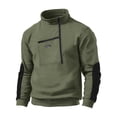 thumbnail image 2 of Tbopshirt Men's Sweatshirt Quarter Zip Fleece Pullover Stand Collar Long Sleeve Top with Chest Zipper Pocket and Contrast Sleeve Patches Casual Outdoor Winter Layer,S-3XL, 2 of 7