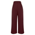thumbnail image 4 of Lenpel Palazzo Pants for Women Twill High Waisted Business Casual Wide Leg Work Pants Baggy Office Trousers with Pockets(Wine,X-Large), 4 of 6