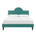 thumbnail image 5 of Platform Bed Frame, Full Size, Teal Blue, Velvet, Modern Contemporary, Bedroom Master Guest Suite Room, 5 of 10