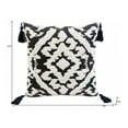 thumbnail image 4 of 17" X 17" Black and White Textural Geometric Throw Pillow With Tassels, 4 of 5