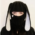 thumbnail image 3 of Pasamontañas de punto unisex para Halloween, gorro de lana con protección para las orejas, cálido, con dibujos de conejo, para invierno, hecho a mano, 3 of 5