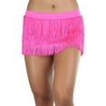 thumbnail image 3 of ToBeInStyle Women's Fringed Mini Skirt With Lame Waist Band - Hot Pink, 3 of 7