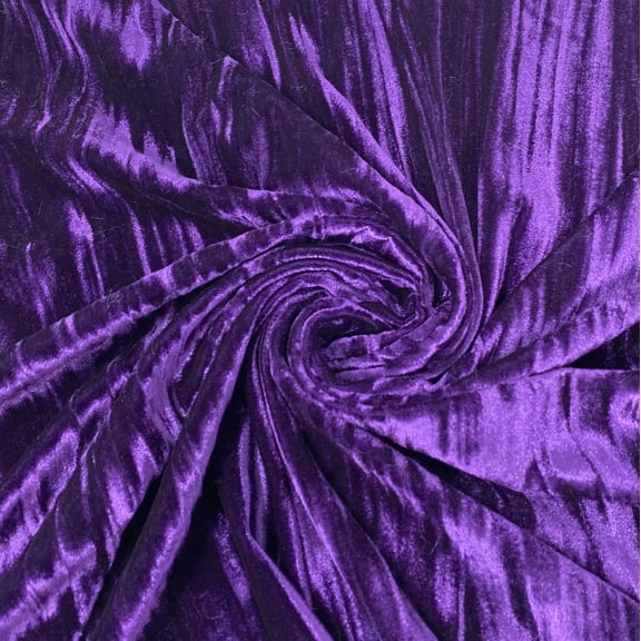 Purple Crinkled Stretch Velvet Solid