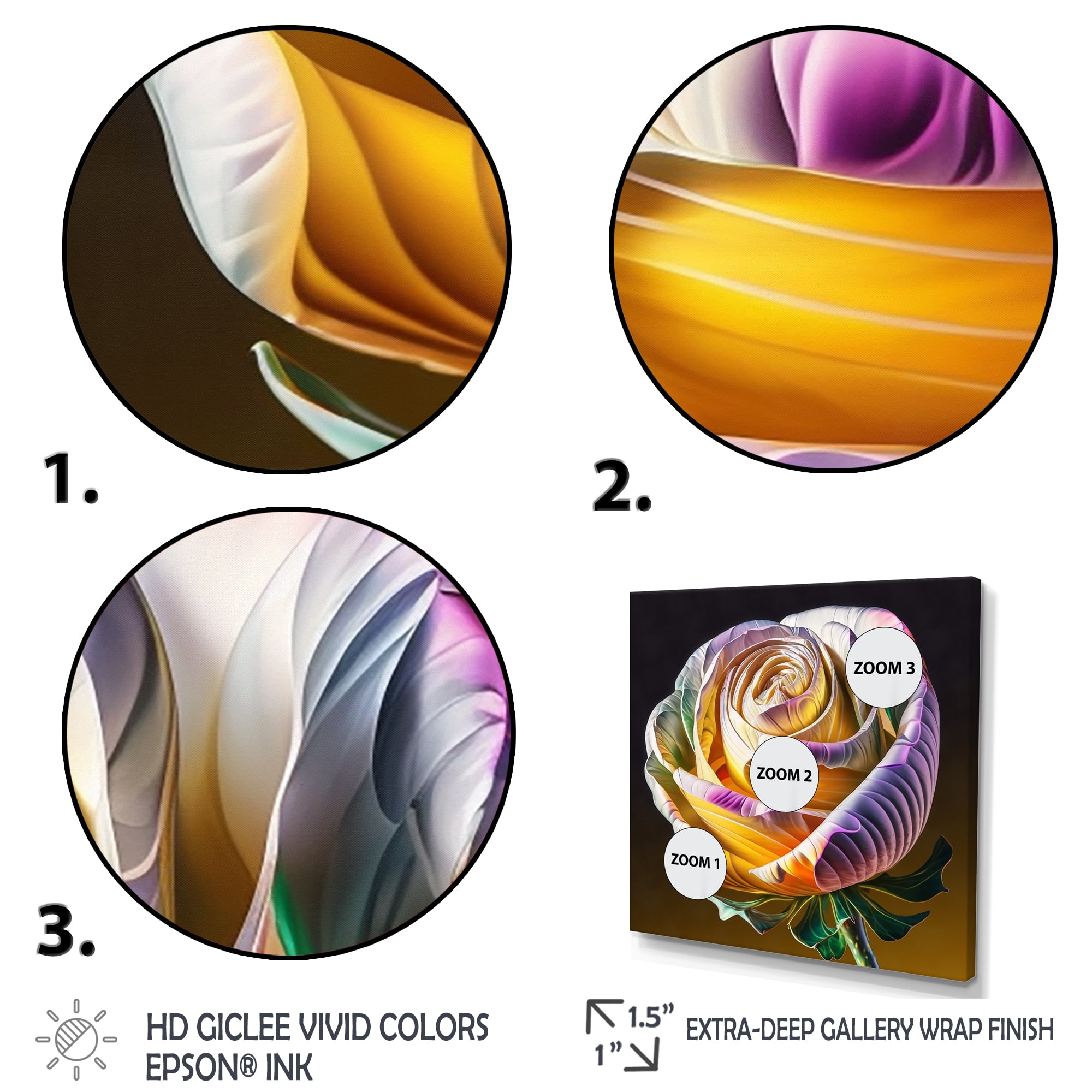 Designart Rainbow Blooming Crocus Rose I Canvas Wall Art