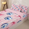 thumbnail image 3 of Manfei Cute Coquette Bowknot Zipper Full Size Comforter Sets with Fitted Sheet and 2 Pillowcases,Modern Volleyball Zipper Bedding Set,Pink Reversible,4 Pieces, 3 of 7