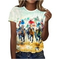thumbnail image 2 of CFLVAEK Funny Horse Racing Shirts for Women Plus Size Short Sleeve Summer Tshirts Casual Round Neck Horse Racing Game Graphic Tees L, 2 of 4