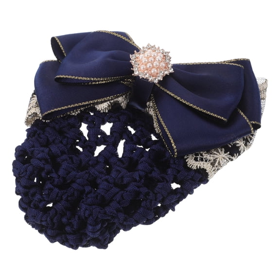 UPOUART Blue Professional Hair Bun Cover with Elastic Bow Hair Net for Work