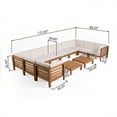 thumbnail image 3 of Frankie Outdoor 12 Piece Acacia Wood U-Shaped Sectional Sofa Set with Coffee Tables and Cushions, Teak, Beige, 3 of 10