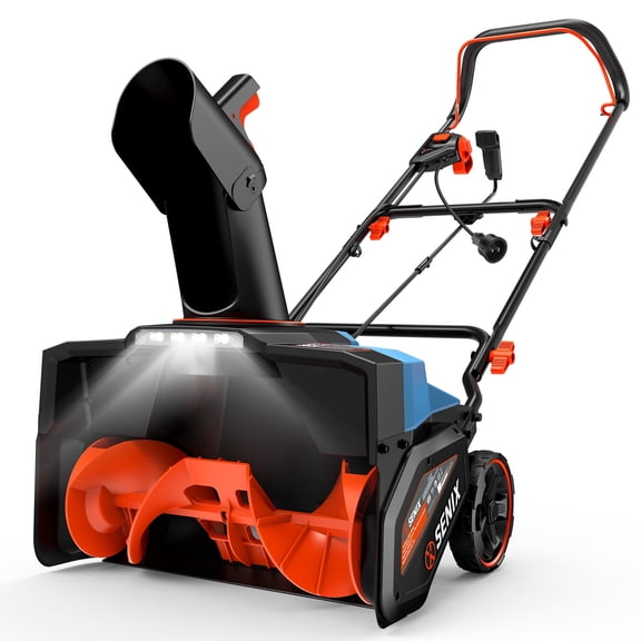 SENIX 21-Inch 15A Corded Electric Push Snow Blower,12-Inch Clearing Depth, 33FT Throw Distance, LED Lights, Foldable Handle