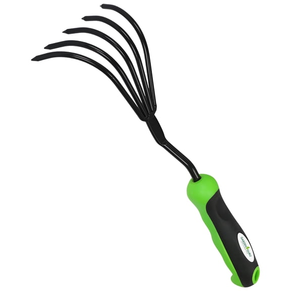 Garden Guru Hand Rake Cultivator Claw Soil Tiller with Ergonomic Handle - Military Grade Steel & Rust Resistant - 5 Tine Japanese Ninja Claw - Perfect Pulverized and Aerated Soil