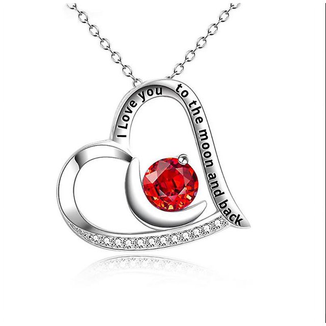 Collar infinito de corazón rojo para mujer, joyería colgante de plata 925 con cristales, regalo para mamá, hija, amiga