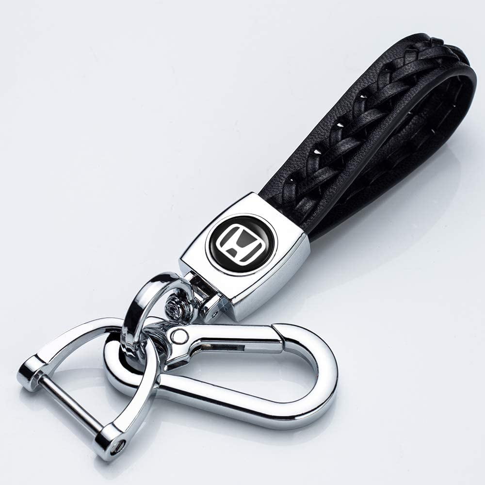 Car Logo Key Chain Fobs Leathe Weave Straps Keyring For Honda Civic Accord CR-V 