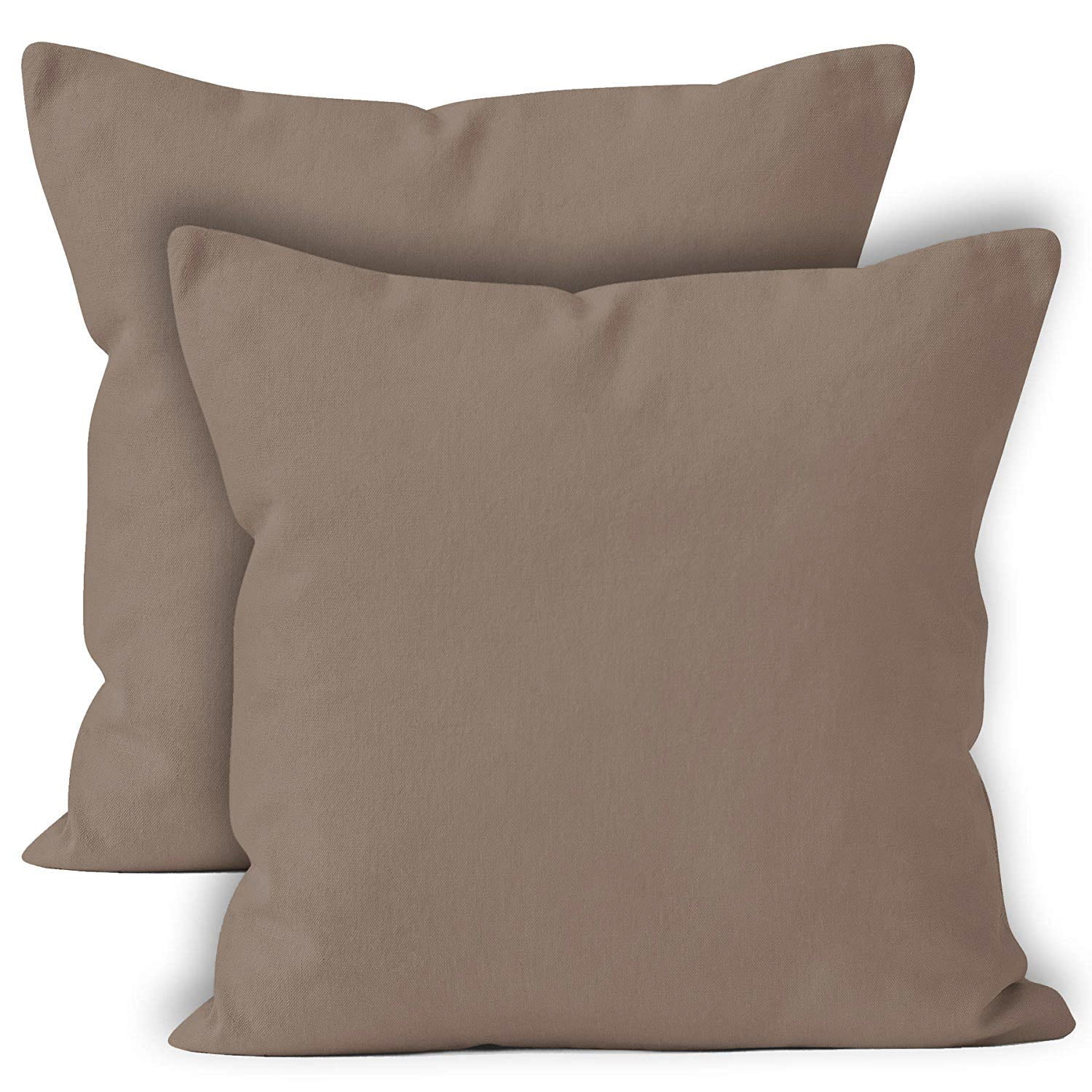 Taupe Encasa Solid Dyed Cotton Square Cushion Cover 20 x 20 Inch 