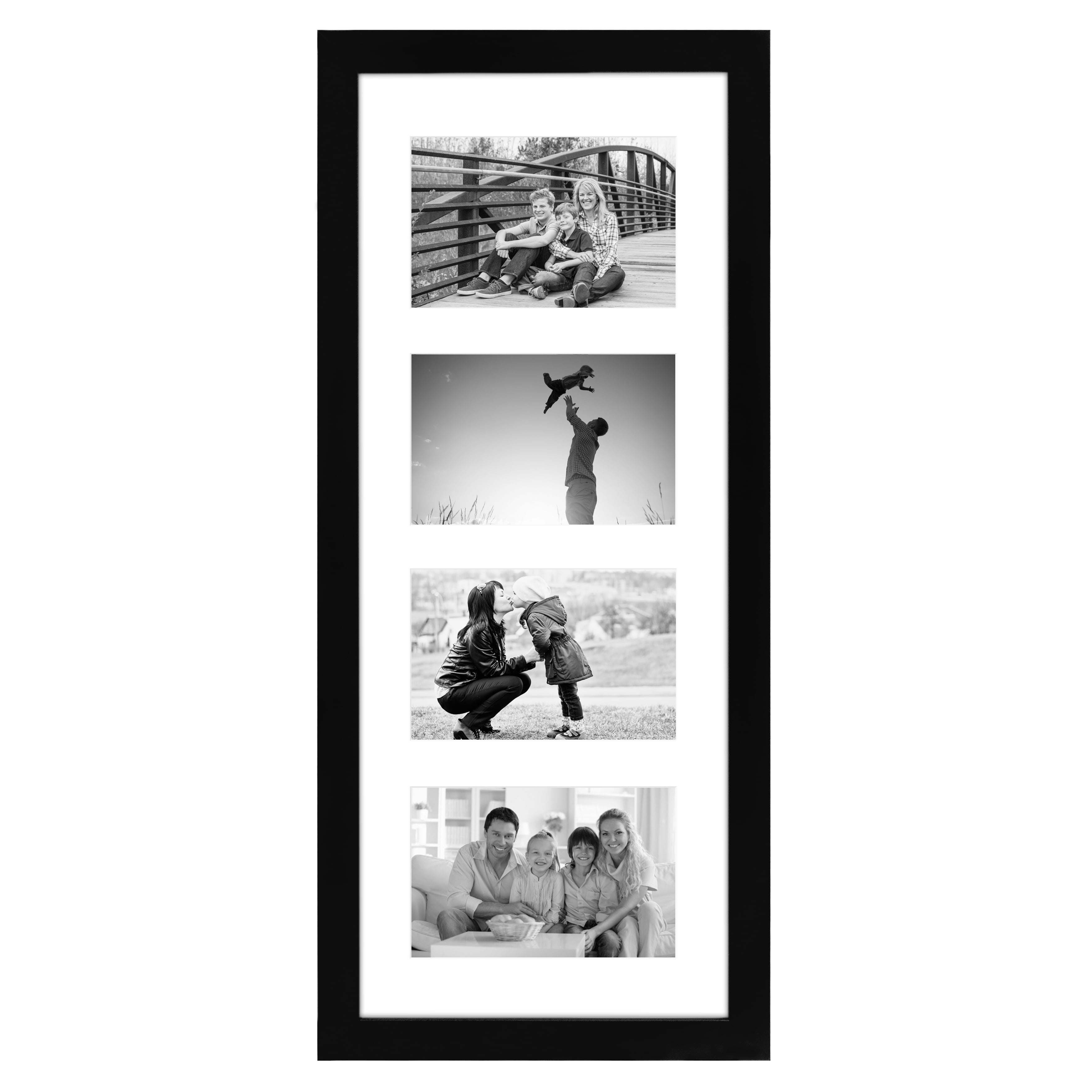Sold As a Set of 4 Only 4-pack 2x3 Black Linear Wood Photo Frames 