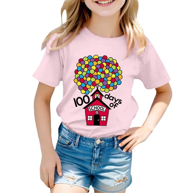 TZEWGL Tops For Infnat Print Round Neck Loose Short Sleeve Clothes For Infnants size 12-13T