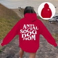 thumbnail image 4 of Anti Social Dog Mom Hoodies for Women 2025 Funny Graphic Hoodie with Pockets Hooded Sweatshirt Pullover Tops, 4 of 7