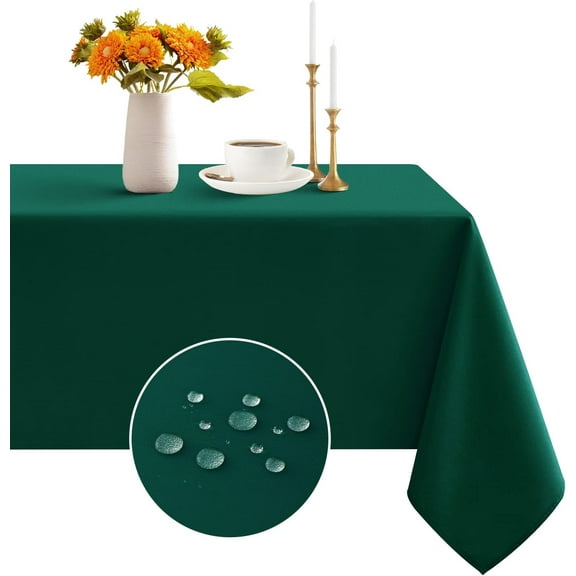 Rectangle Tablecloth - Waterproof and Wrinkle Resistant Washable Polyester Table Cloth for Kitchen Dining/Party/Wedding Indoor and Outdoor Use (60 x 84 inch,Black)