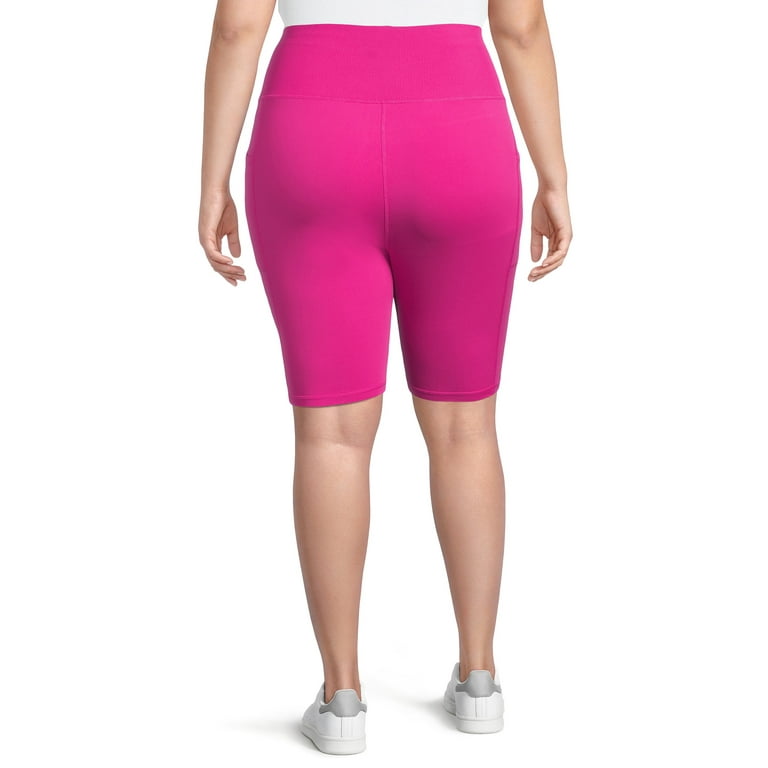 Reebok Women's Plus Size High Rise Bike Shorts with Pockets, Sizes