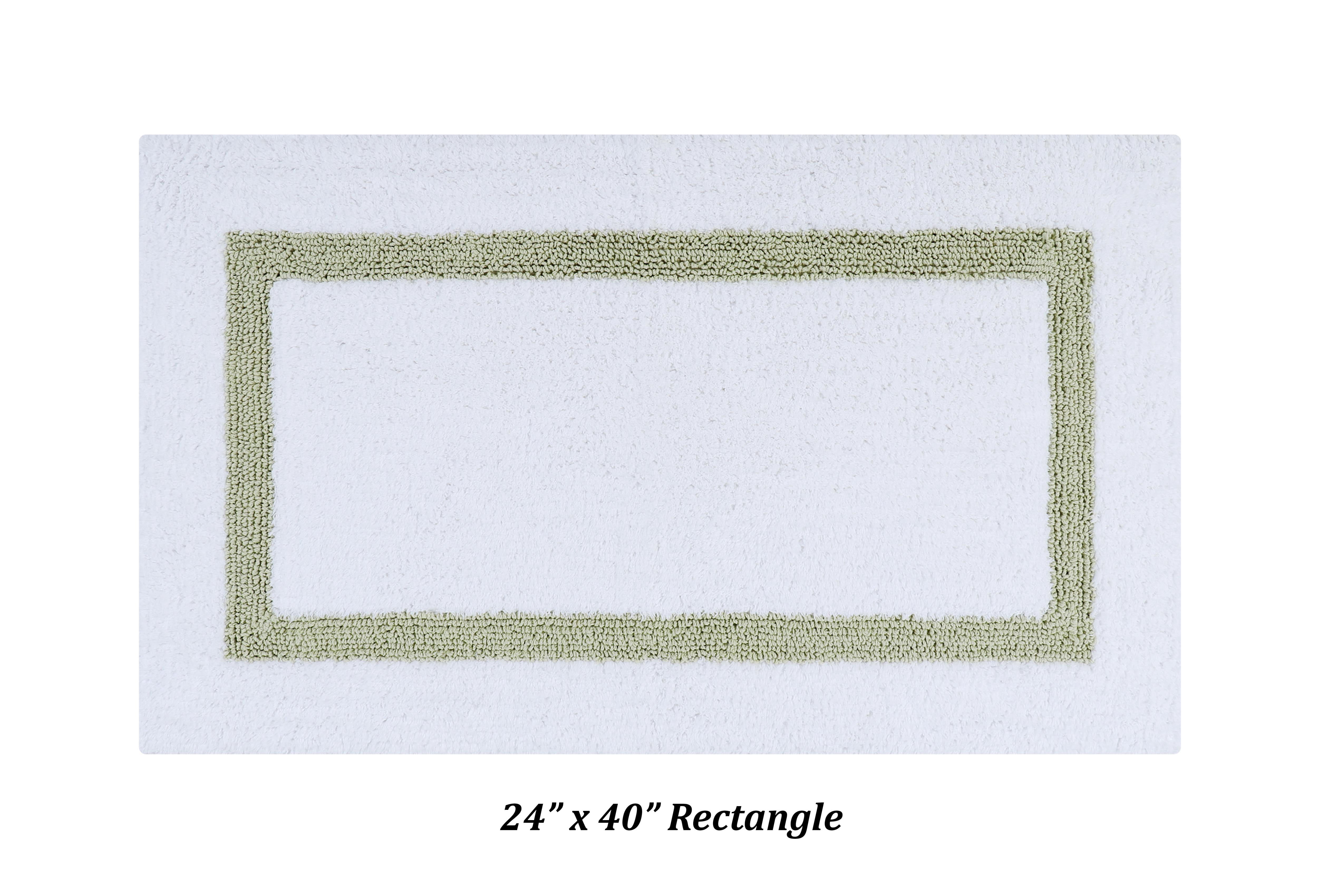 Better Trends 5 Piece Bathroom Rugs Set 100% Cotton Bath Rug Soft, Water Absorbent, Reversible, Machine Washable for Bathroom Decor Toilet Base Contour, Runner Mat Hotel Collection - White/Sage