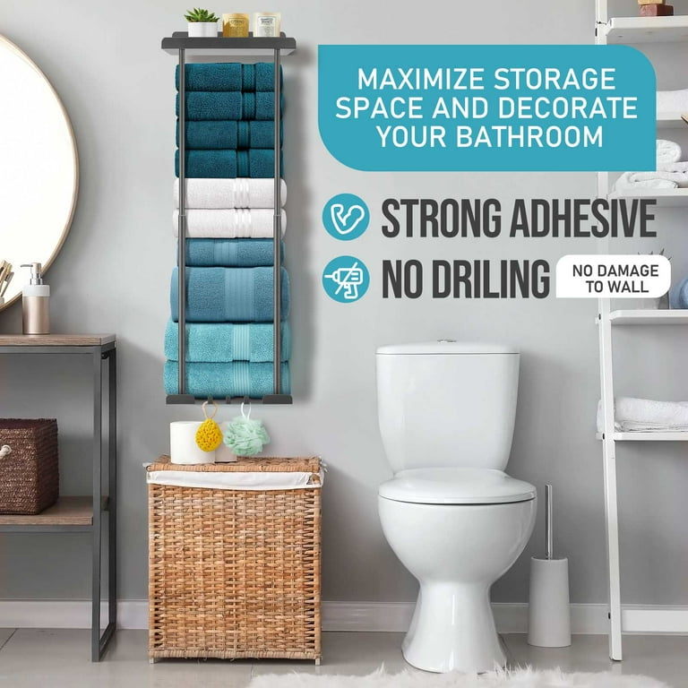 Livhil Bathroom Towel Rack Stand, Wall Mounted Metal Storage for