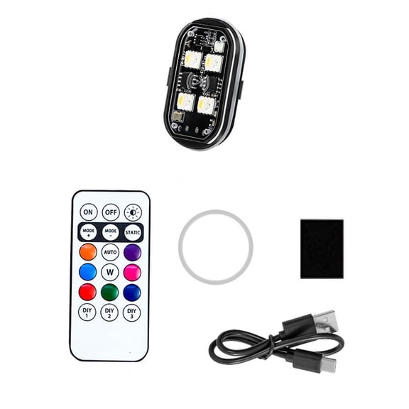 Btomtd 1-Pack Remote Control LED Night Light for Cars and Motorcycles, Ambient Interior Lighting Lamp with Easy Installation and Multiple Colors, Black
