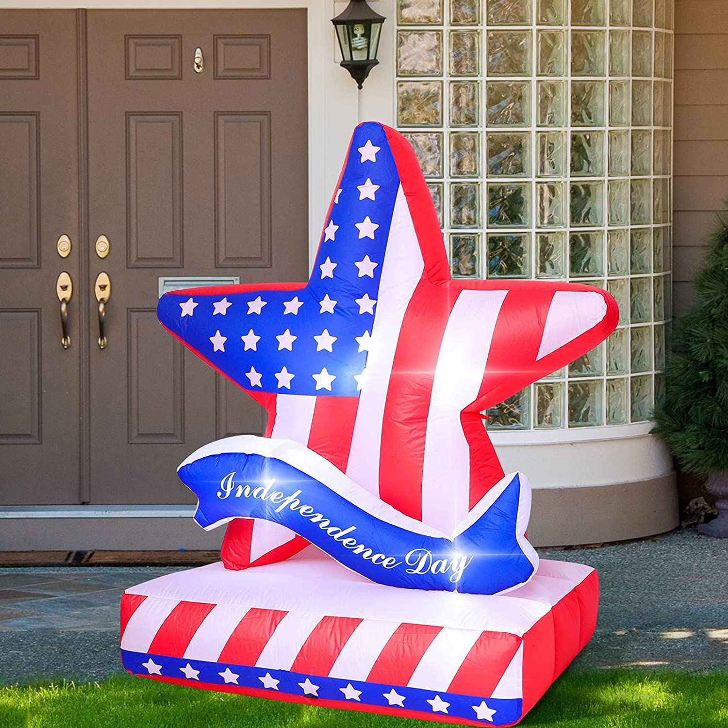 Patriotic Independence Day Inflatables Decorations Inflatable American Flag Stars LED Light up 