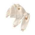 thumbnail image 3 of Swuxness Toddler Fleece Sets, Kids Fall Long Sets, Fall and Winter Children's Clothing Long Sleeved Collar Embroidered Teddy Bear Comfortable Warm Sports Beige, 2 Years, 3 of 4