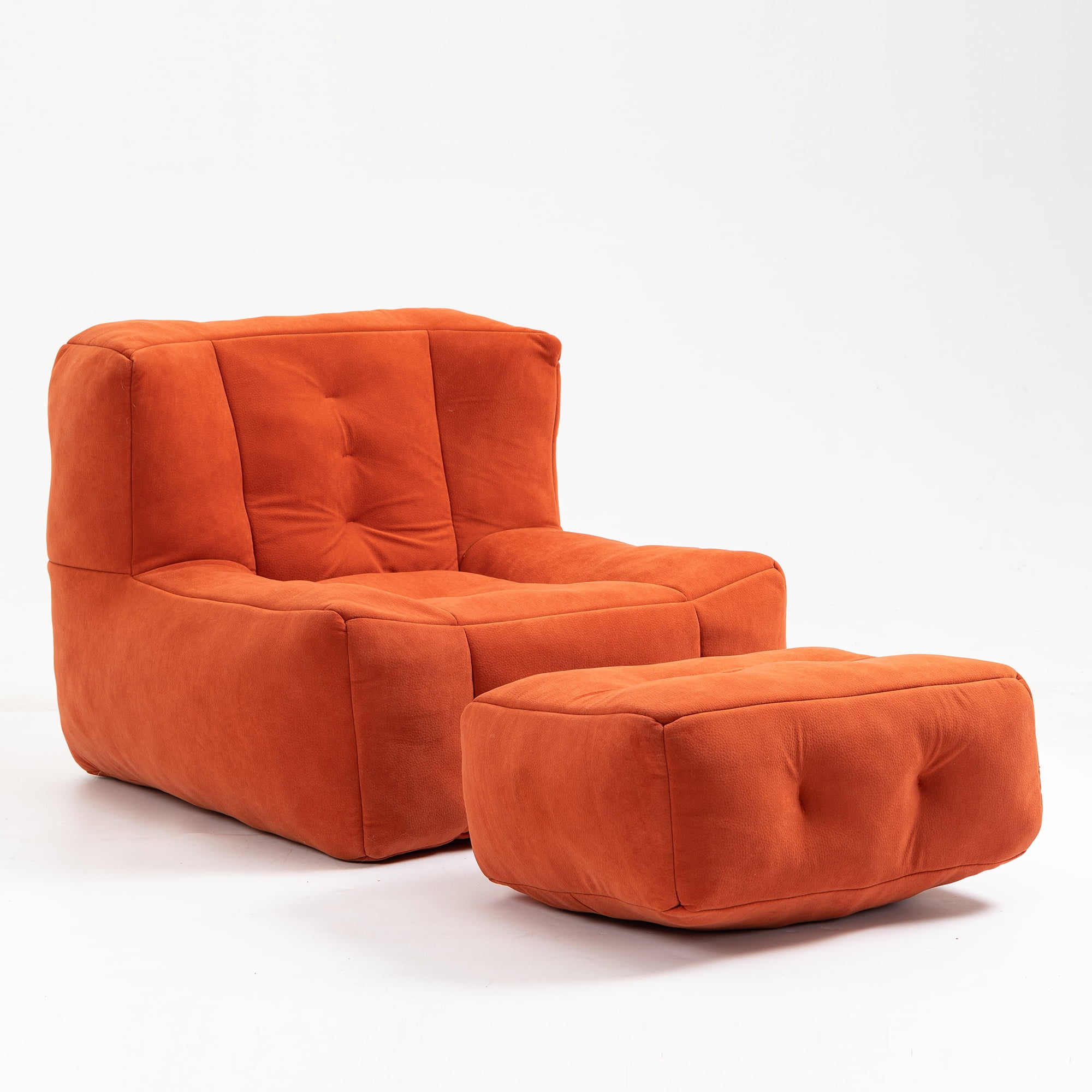 Comfortable Bean Bag for Adults - Super Soft Lazy Sofa Chair with Memory Foam & Ottoman, Indoor Modern Focus Bean Bag Chair for Living Room, Bedroom, Apartment (Mosha Velvet, High-Density Foam)