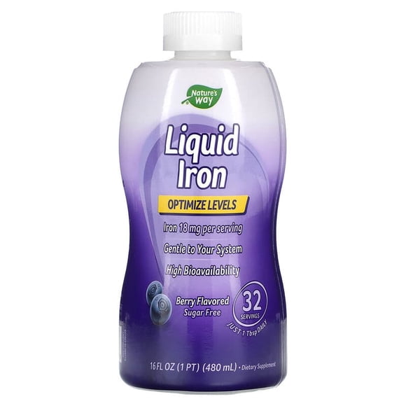 Nature's Way | Liquid Iron, Sabor a Moras, 16 Oz | Hierro Líquido, Berry Flavor, 480 Ml