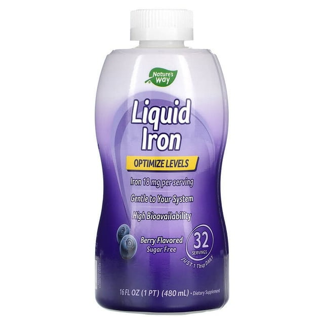 Nature's Way | Liquid Iron, Sabor a Moras, 16 Oz | Hierro Líquido, Berry Flavor, 480 Ml